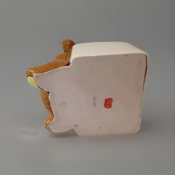 Vintage Lefton H5766 Teddy Bear Planter Japan Big Eye Brown Glazed Ceramic 6" - Picture 7 of 11